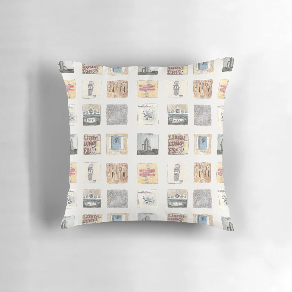 Frightened Rabbit Pillow featuring hand-painted album artwork