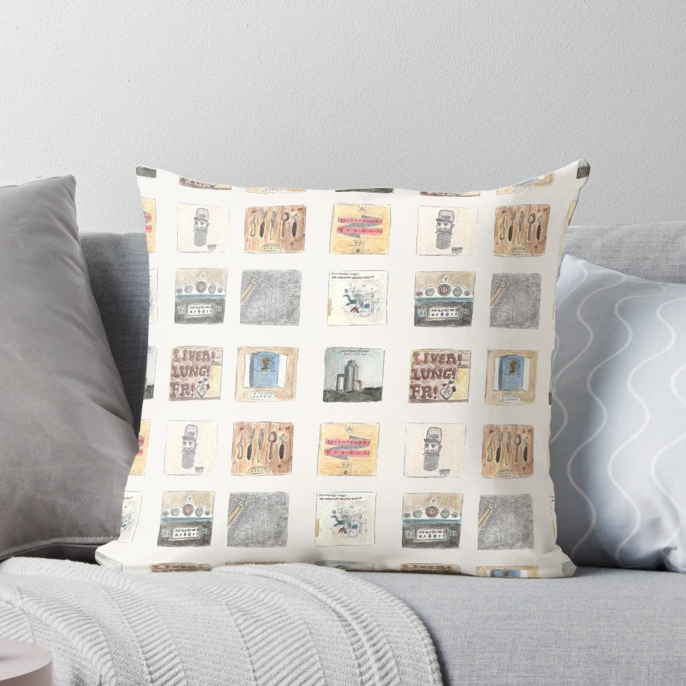Frightened Rabbit Pillow featuring hand-painted album artwork