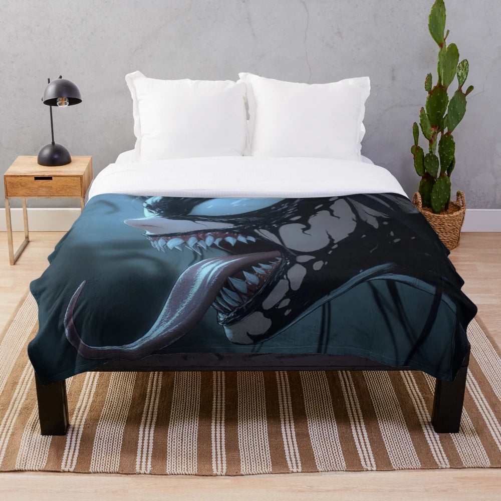 Venom Girl plush blanket featuring a scary superhero villain character