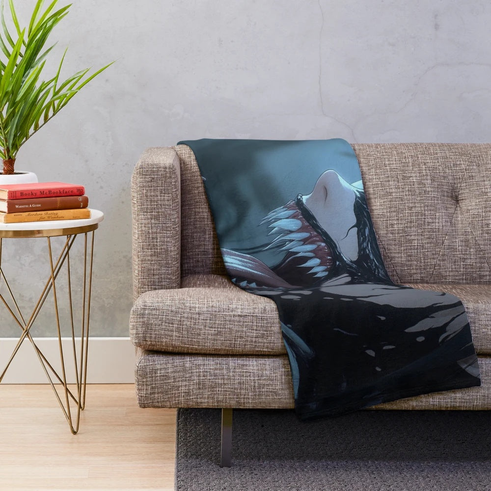 Venom Girl plush blanket featuring a scary superhero villain character