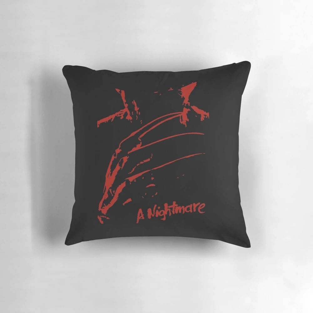 Freddy Krueger-themed pillow with a cosmic, galaxy-inspired design