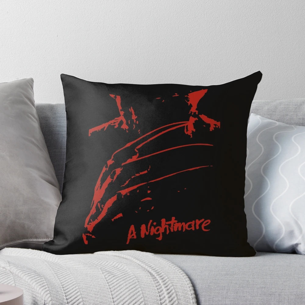 Freddy Krueger-themed pillow with a cosmic, galaxy-inspired design