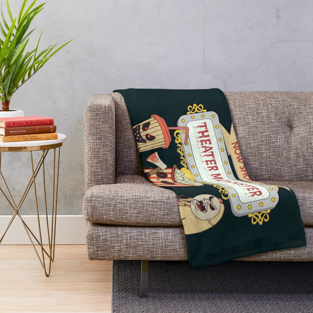 Plush blanket featuring a scary movie monster design