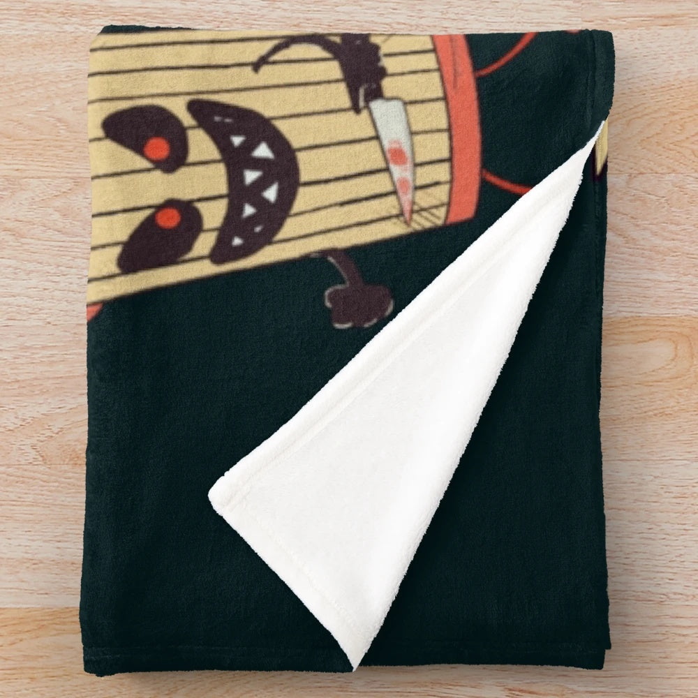 Plush blanket featuring a scary movie monster design