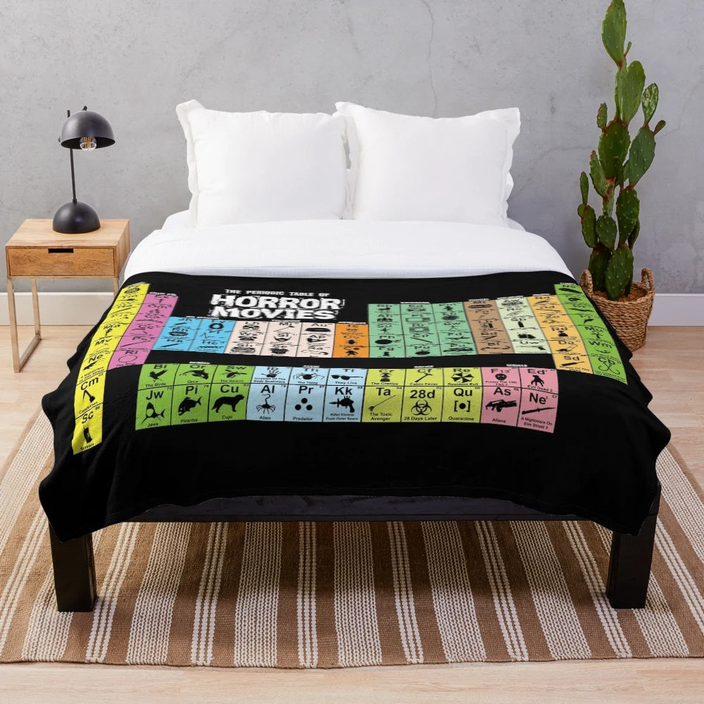 Periodic table of horror movies plush blanket