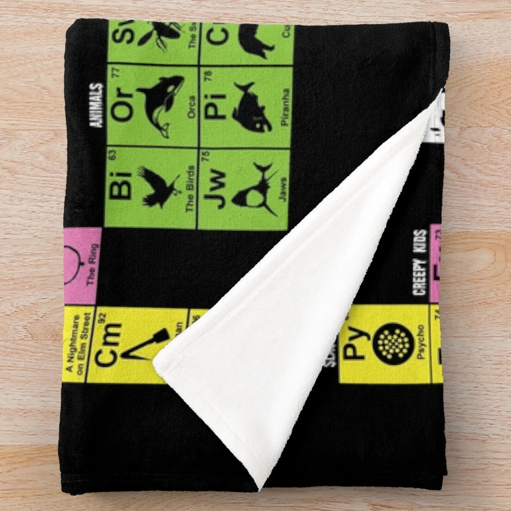 Periodic table of horror movies plush blanket