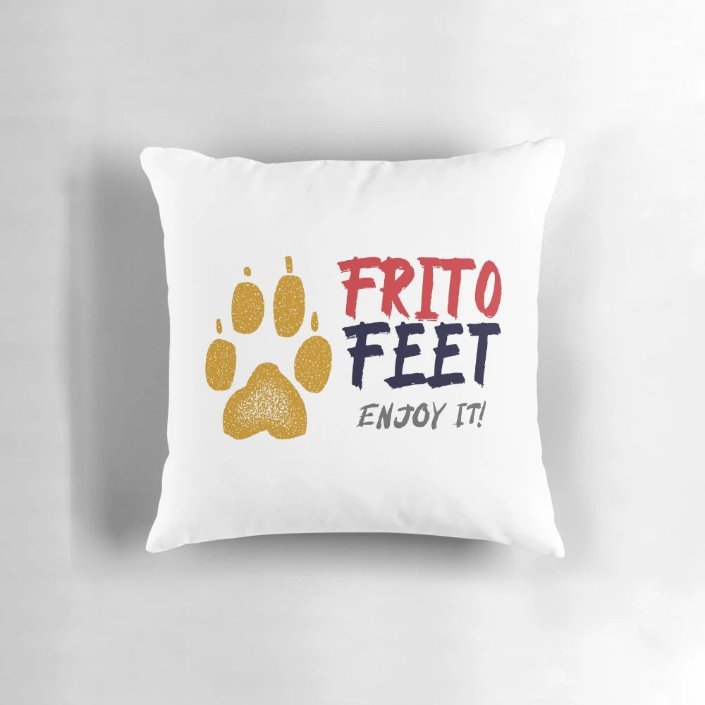 Frito Feet Pillow - Funny dog-themed pillow with the appearance of a corn snack