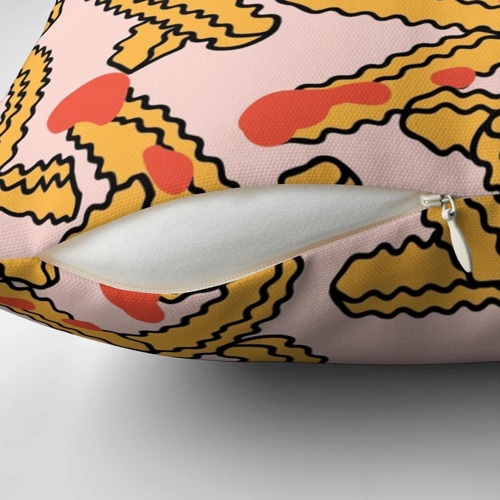 Friyay Pillow - A cozy, pattern-filled pillow featuring a french fry design for Friday and the weekend.