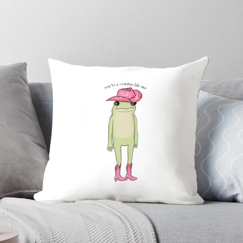 Frog wearing a pink glitter cowboy hat, inspired by Taylor Swift's "Evermore" album