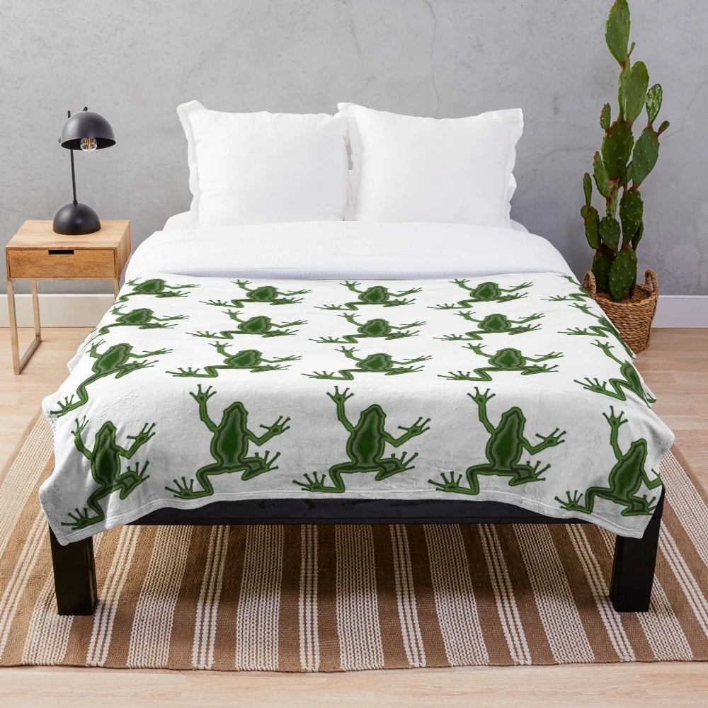Frog plush blanket with abstract, colorful design