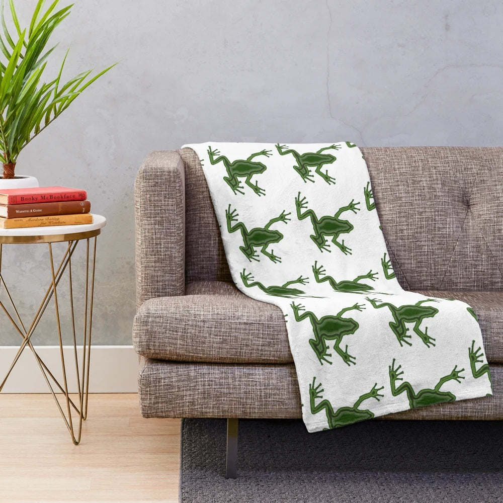 Frog plush blanket with abstract, colorful design