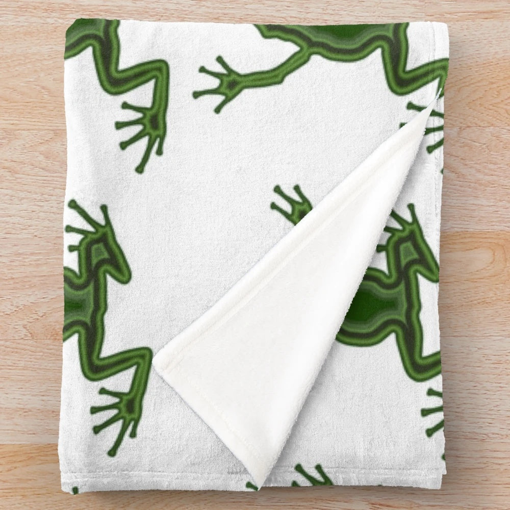 Frog plush blanket with abstract, colorful design