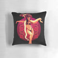 Horror movie-inspired "From Dusk Till Dawn" pillow featuring Salma Hayek and a snake