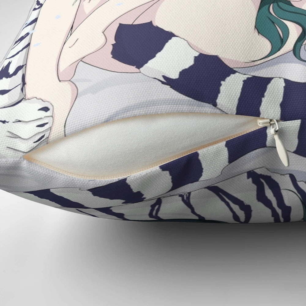 Frosty Goddess Pillow featuring a captivating white tiger anime/manga style design