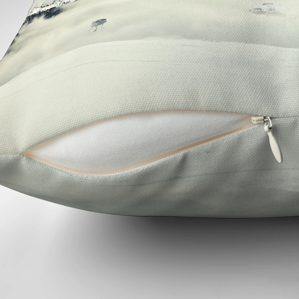 Frozen planet themed throw pillow with a stunning nature landscape design inspired by the Hoth planet from Star Wars.