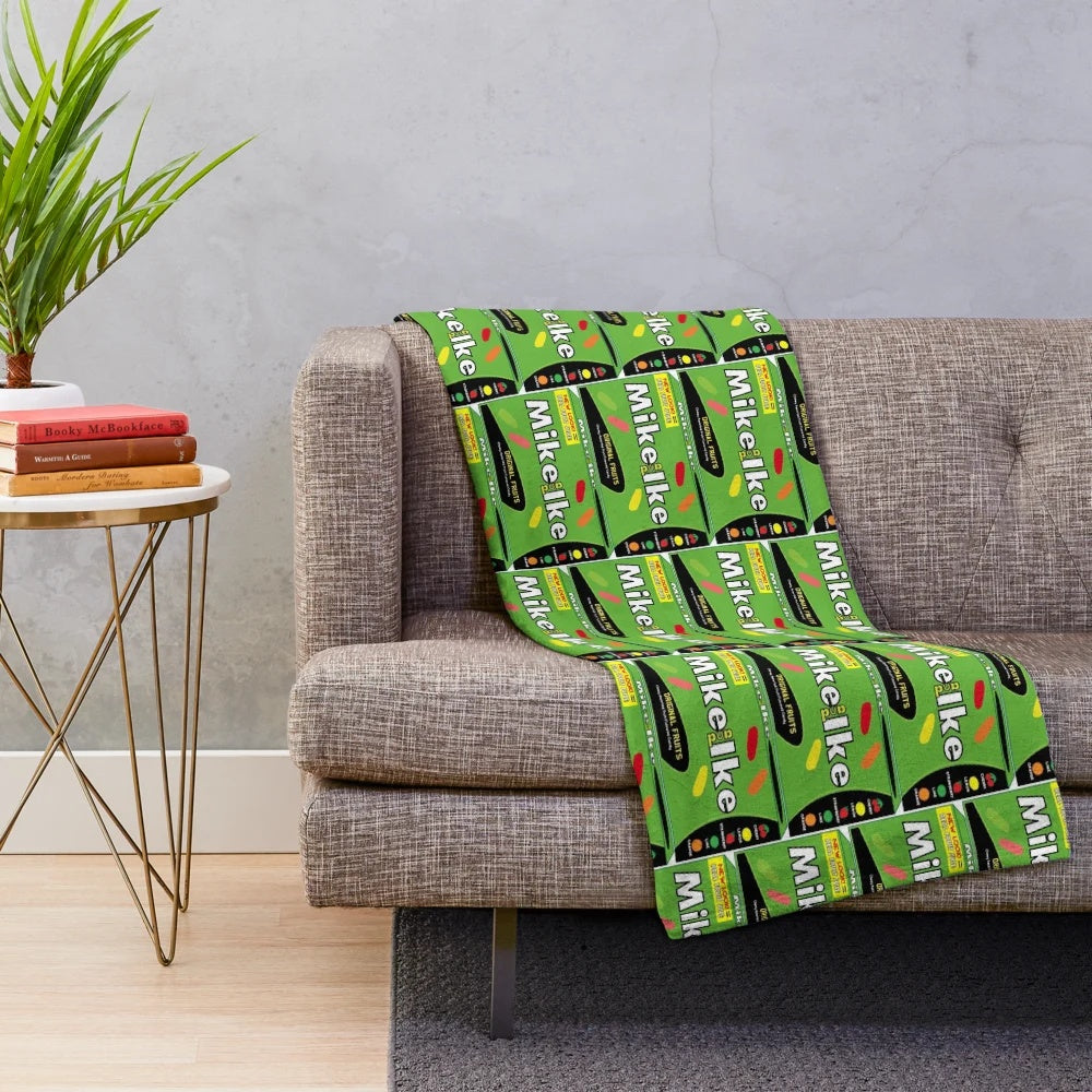 Soft, plush blanket with a fruity candy print design