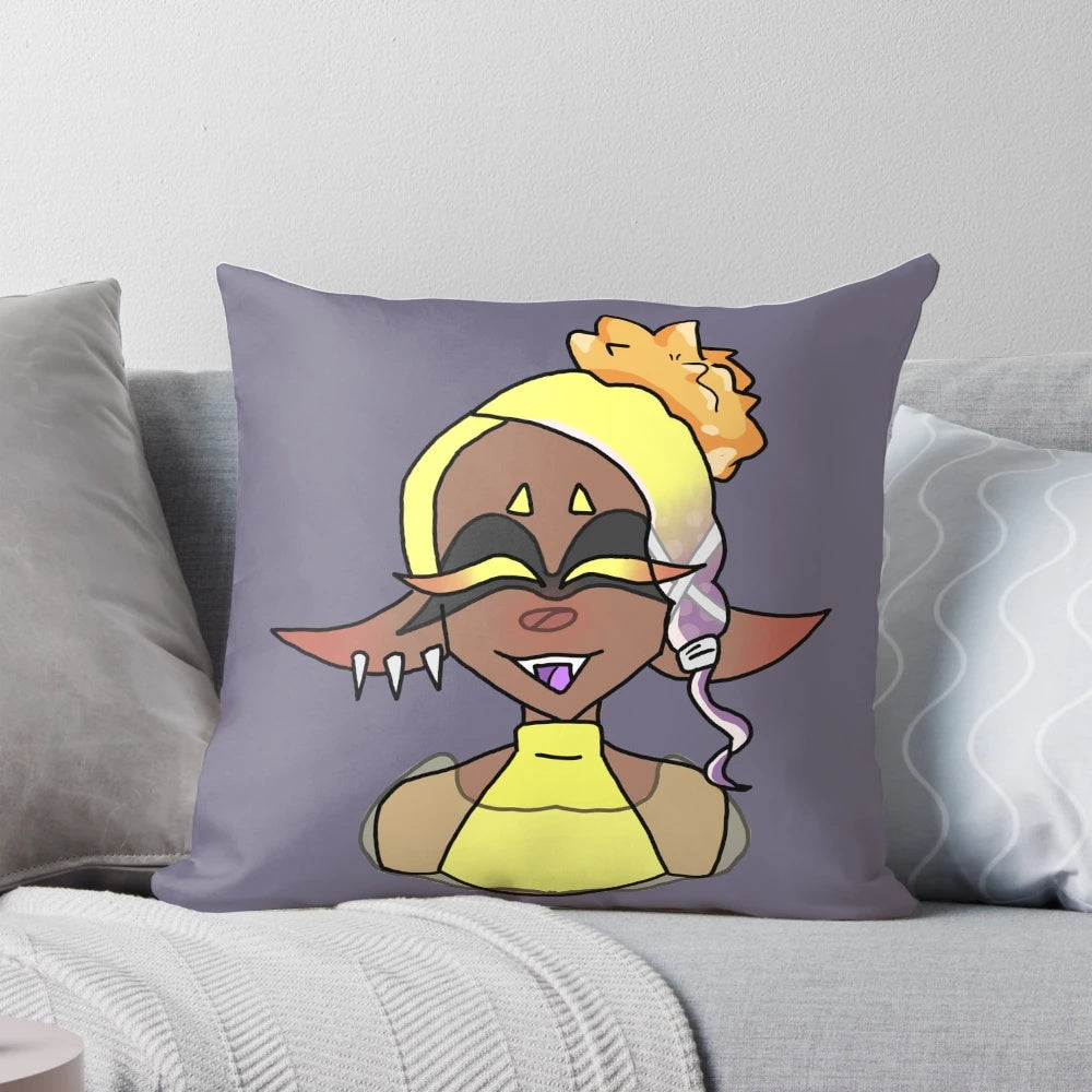Frye Splatoon 3 Pillow - Soft, plush pillow featuring the Splatoon idol Frye