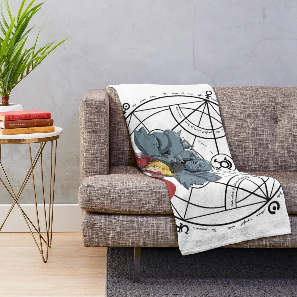 Fullmetal Alchemist-inspired plush blanket featuring Edward and Alphonse Elric