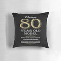 Vintage car themed 80th birthday pillow with funny design