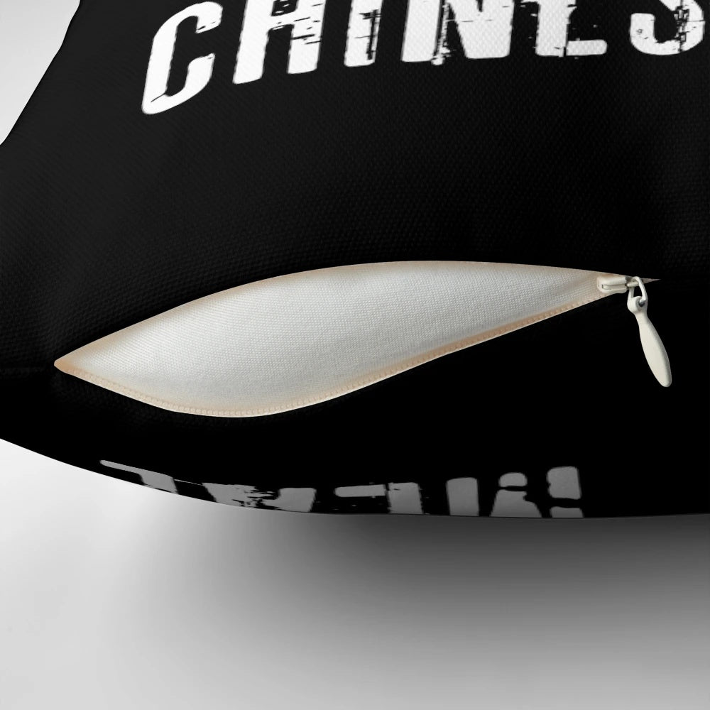 Funny black and white pillow with "You Wouldn't Steal a Succulent Chinese Meal" anti-piracy meme design.