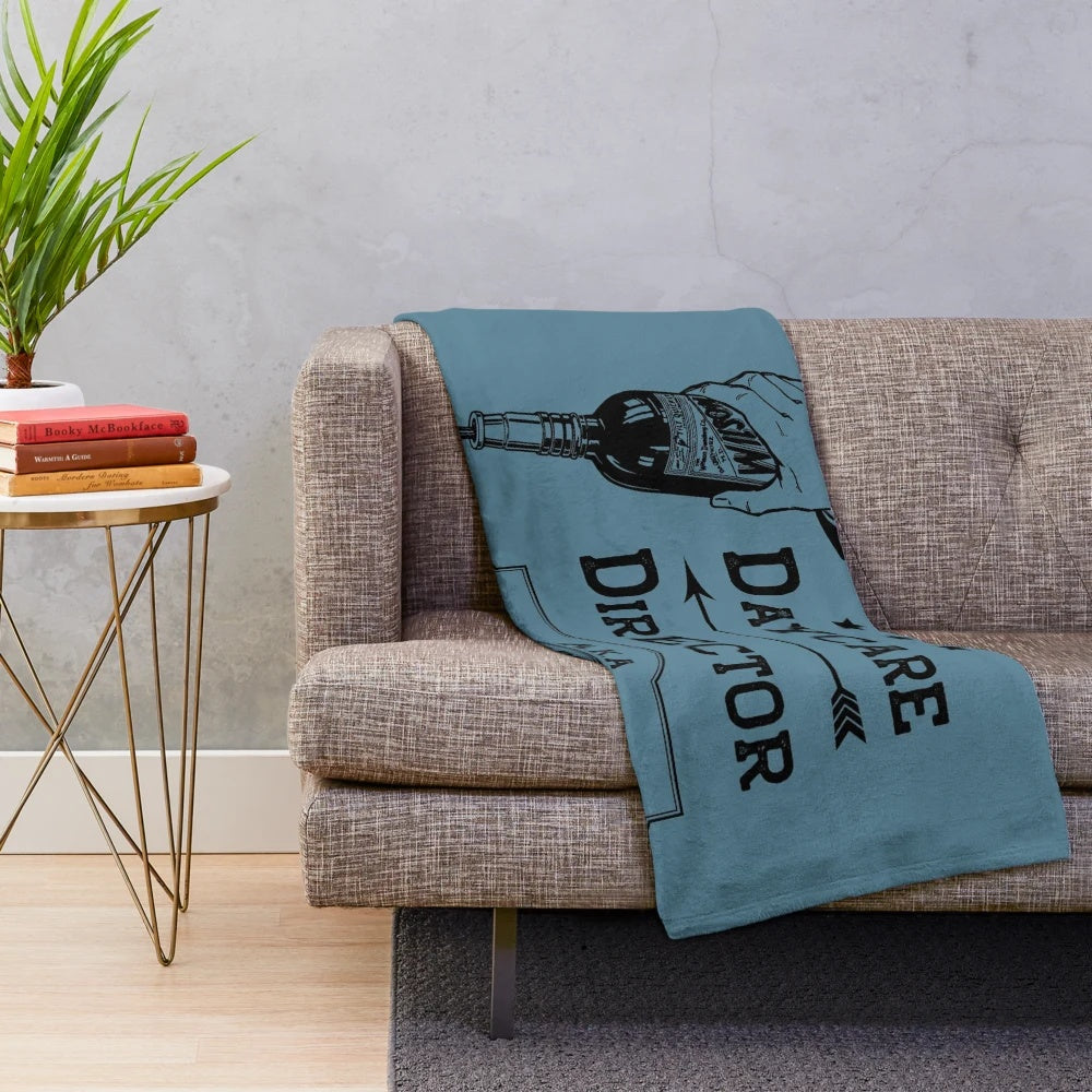 Plush blanket with funny bartender design