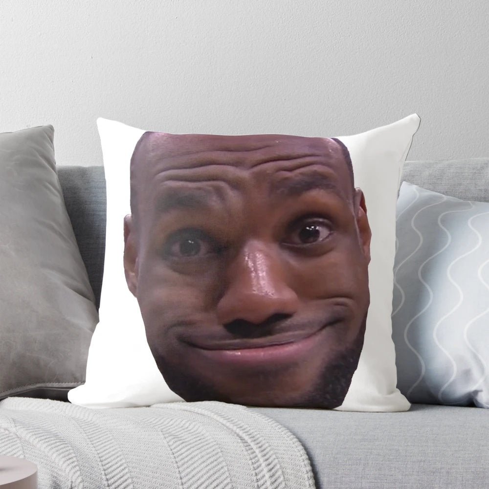 Lebron James Goofy Face Basketball Pillow