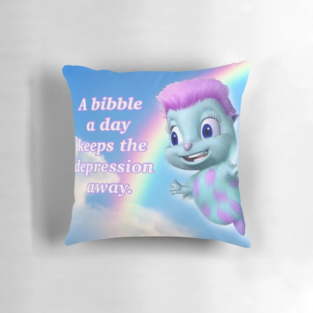 Decorative pillow featuring the popular "Bibble" meme