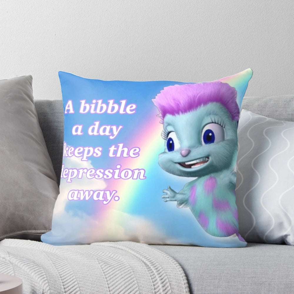Decorative pillow featuring the popular "Bibble" meme