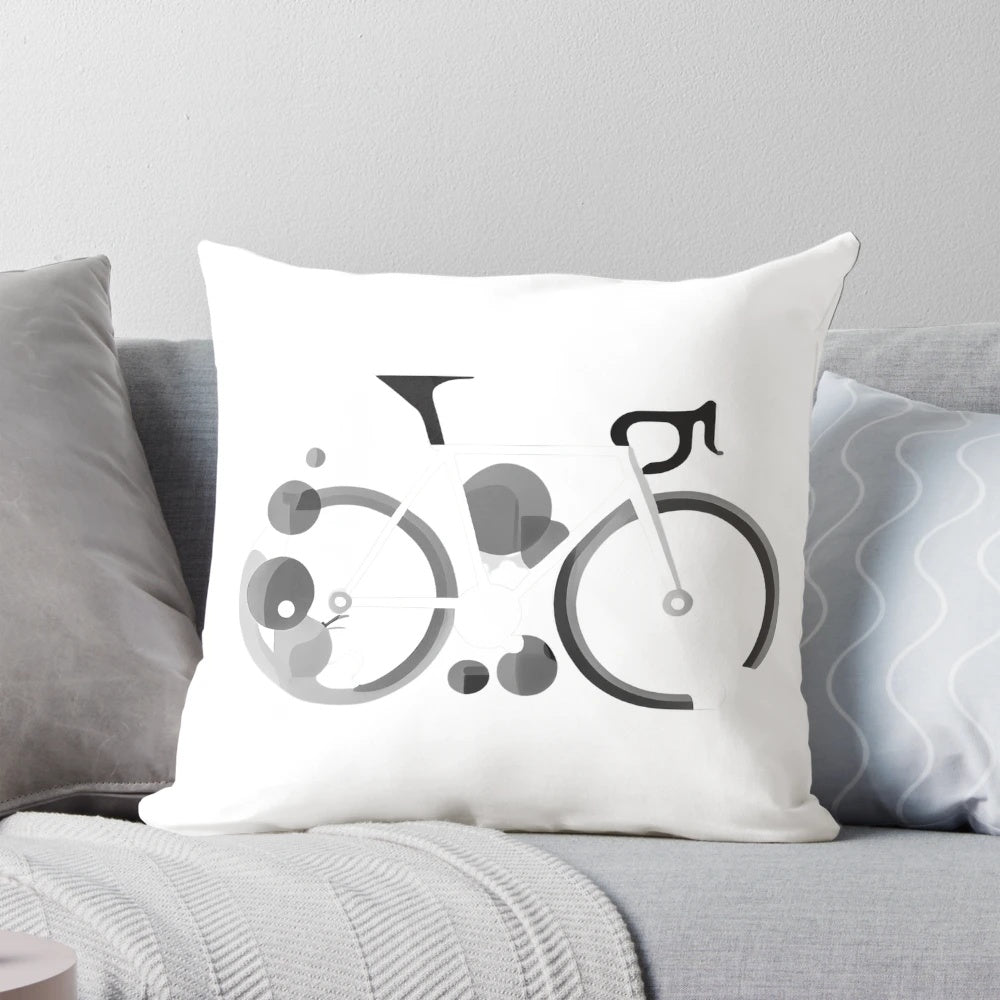 Pillow featuring a fun and creative bicycle graphic design, perfect for cycling enthusiasts