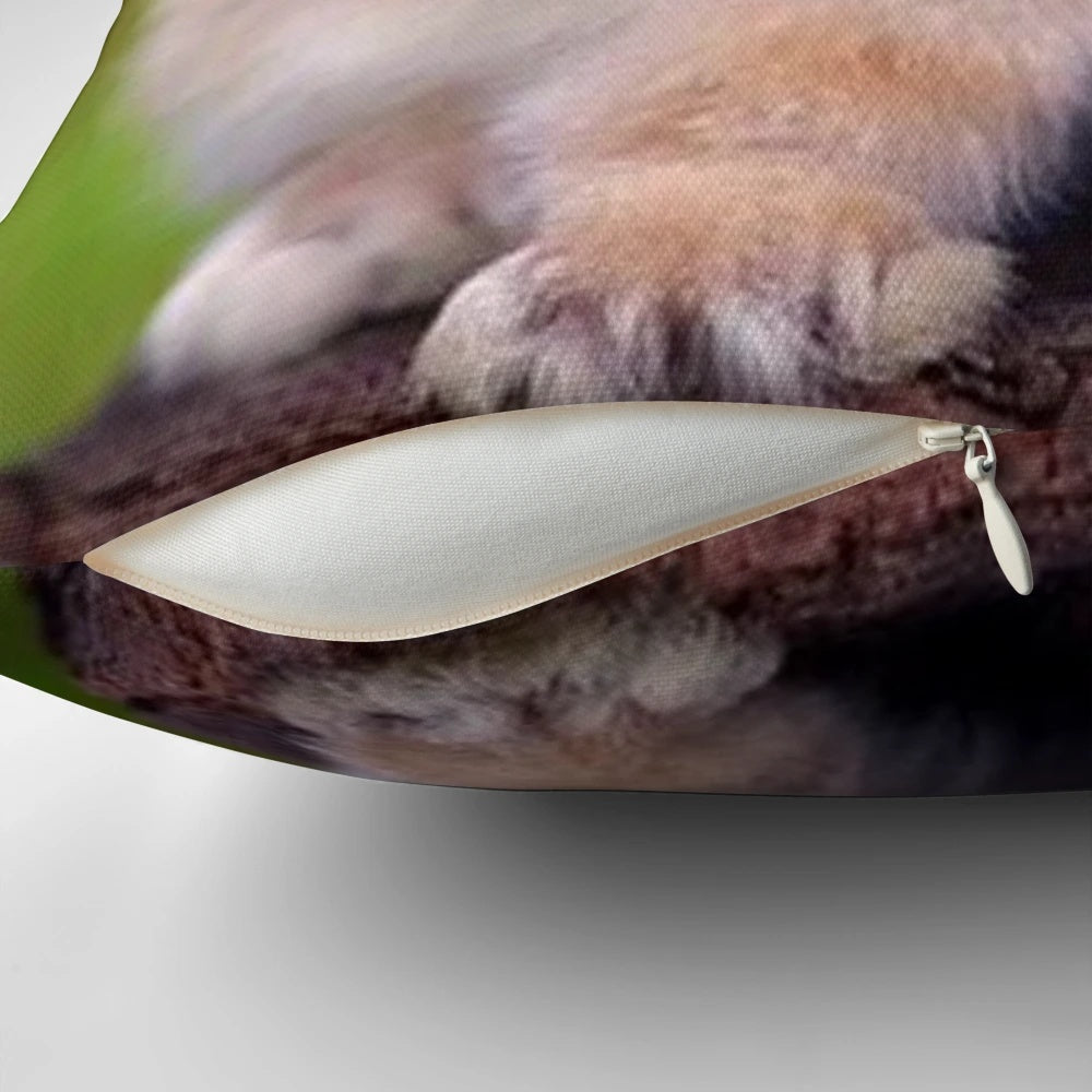 Photoshop pillow featuring a bunny with the face of actor Nicolas Cage