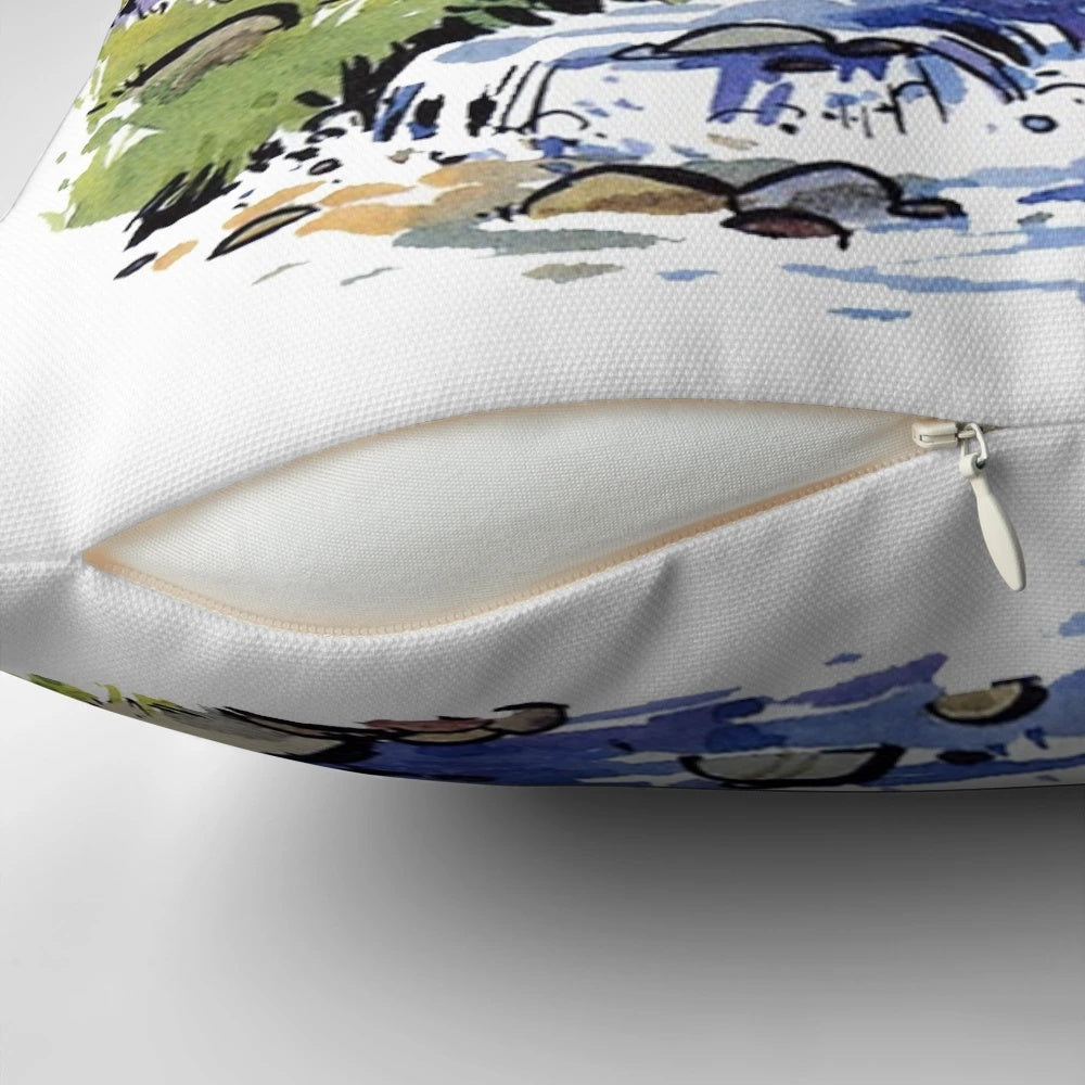A vibrant and humorous Calvin and Hobbes-inspired decorative pillow