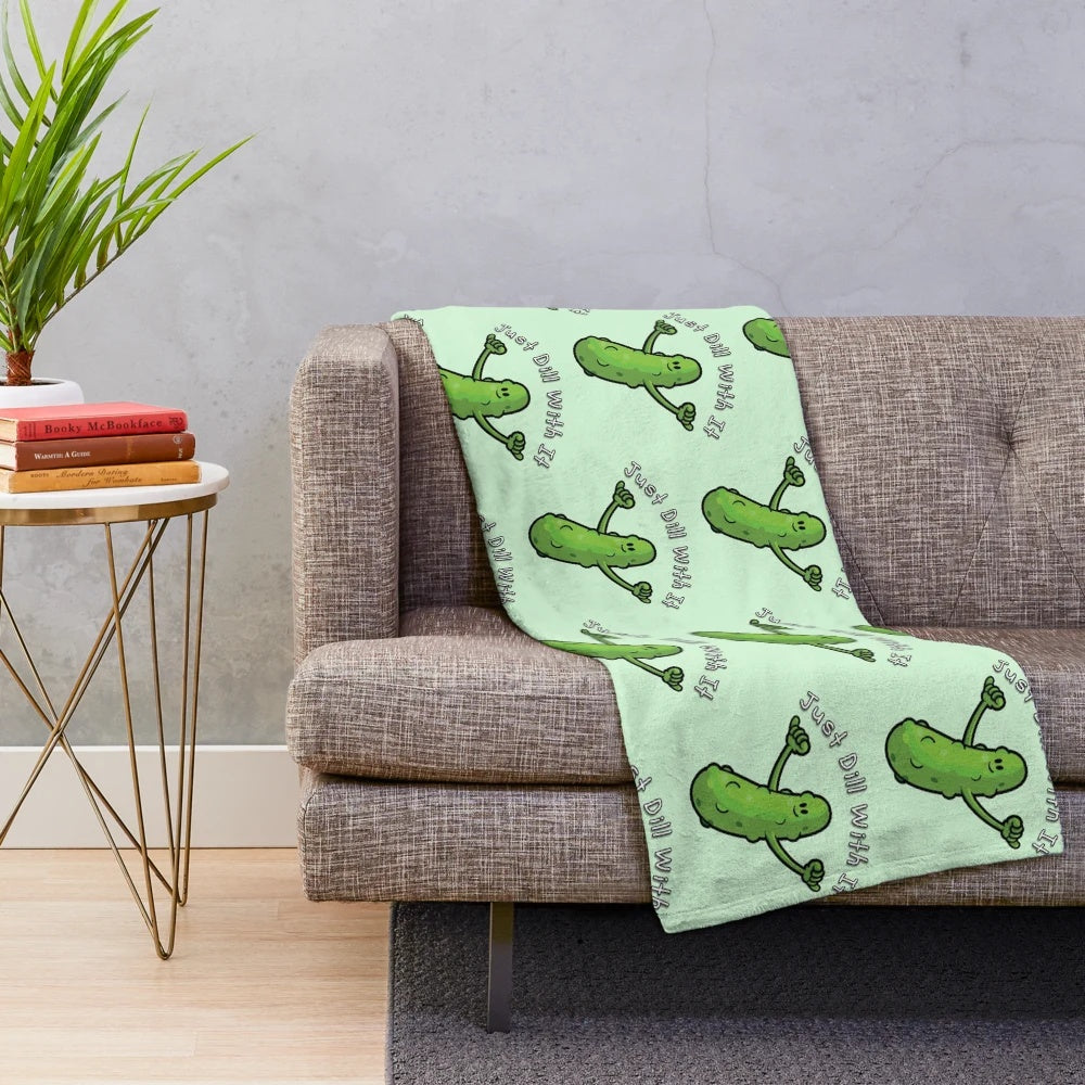 Funny cartoon pickle plush blanket