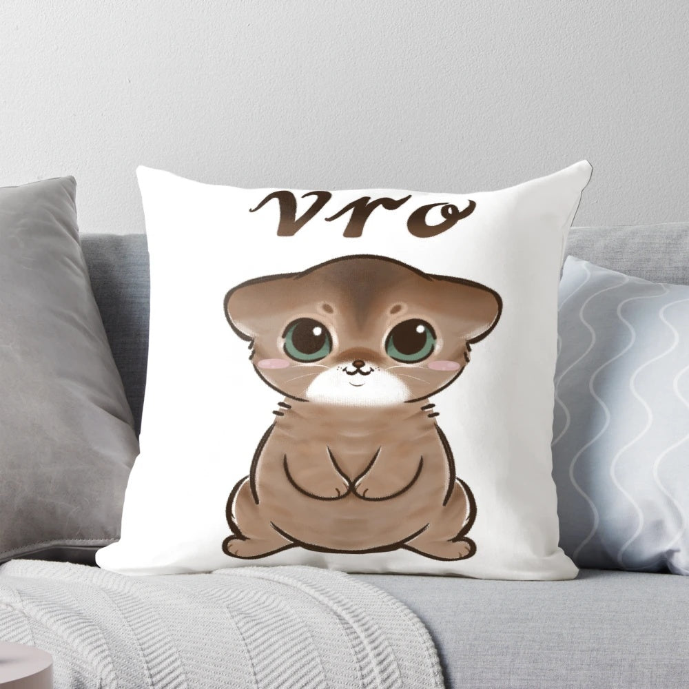 A vibrant and humorous cat meme printed on a soft, plush pillow.