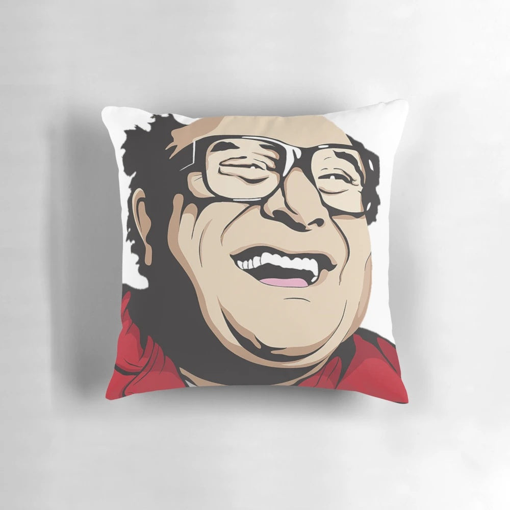 Soft, plush pillow featuring the image of actor Danny Devito