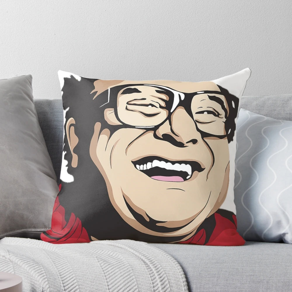 Soft, plush pillow featuring the image of actor Danny Devito