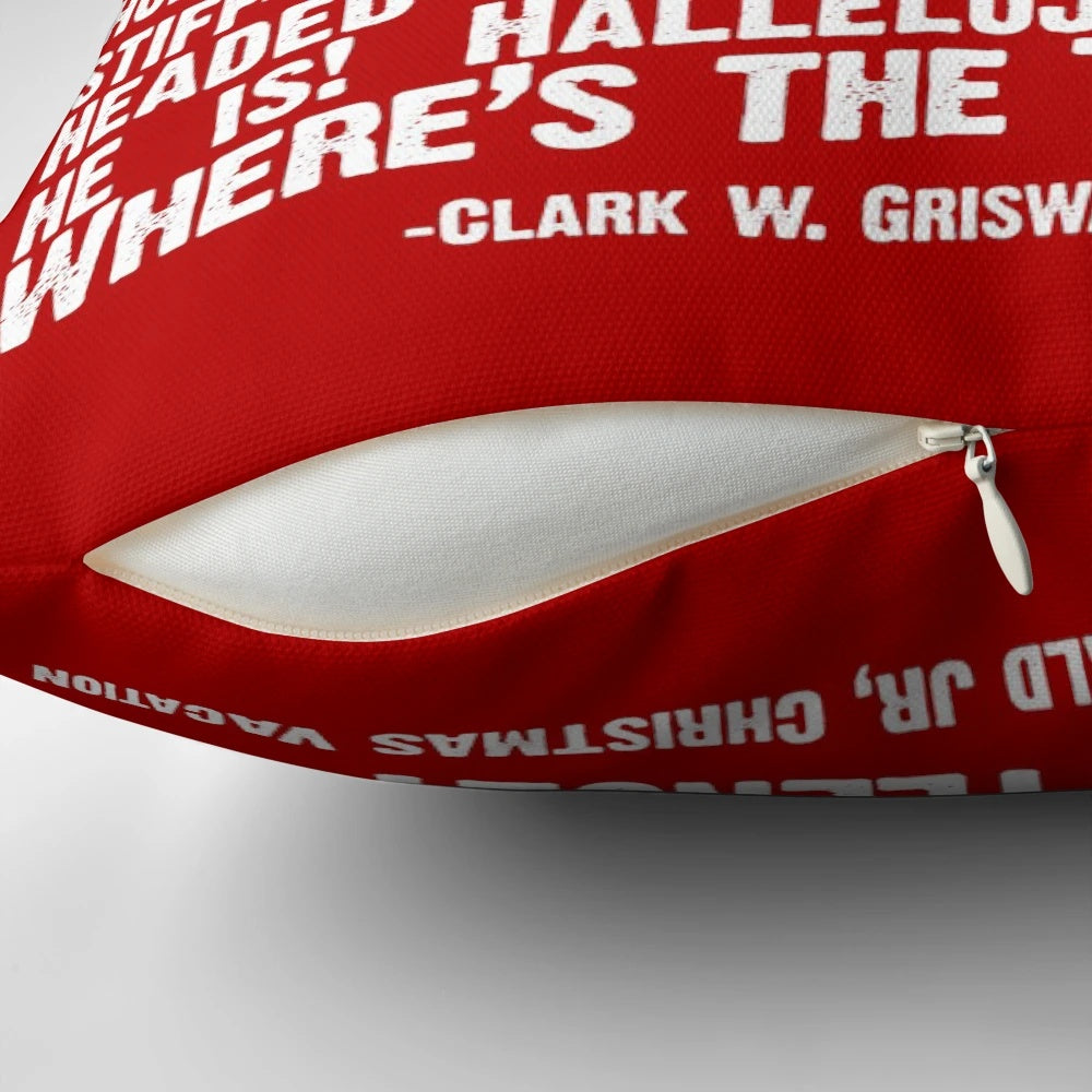 Funny Christmas Vacation Quote Pillow featuring the iconic "Where's the Tylenol?" quote