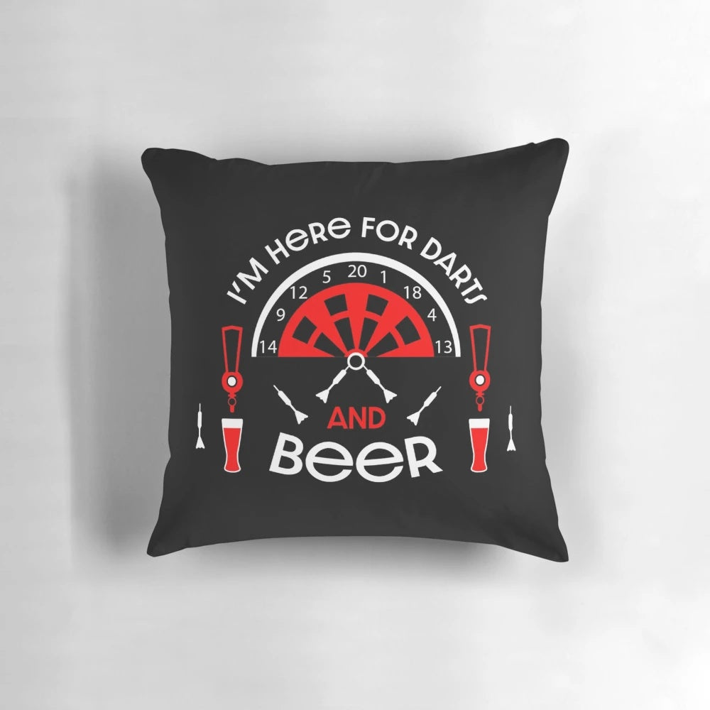 Funny darts pillow with "Love Darts" text, perfect gift for darts player dad