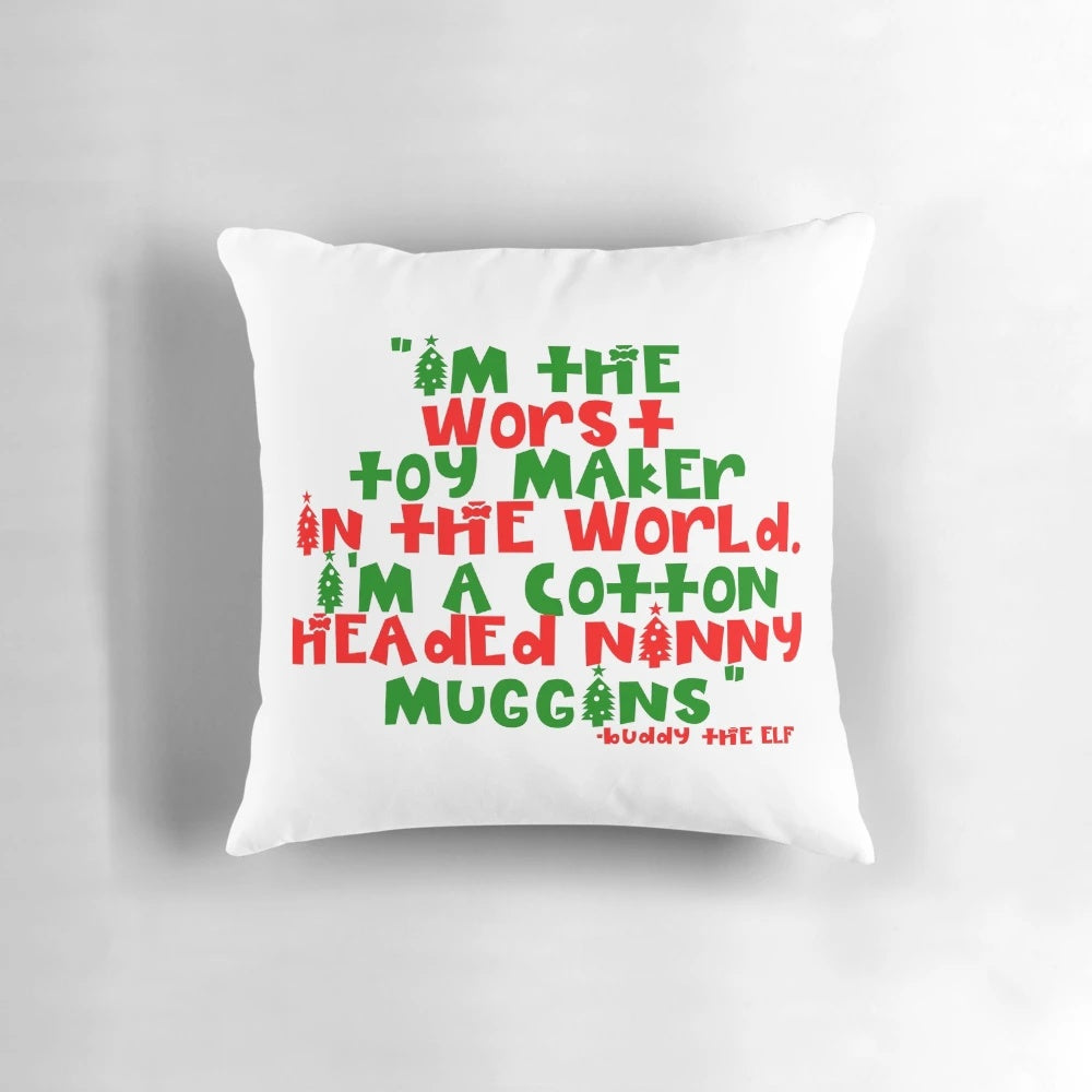 Funny Elf-Themed Pillow with Buddy the Elf Quote