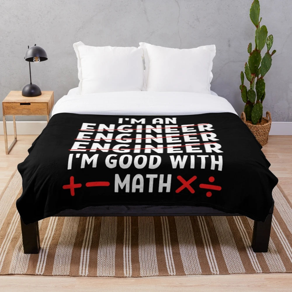 Plush blanket with a humorous engineer/math-themed design