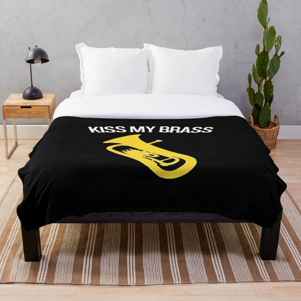 Euphonium/Baritone Plush Blanket with "Kiss My Brass" Slogan