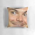 Whimsical pillow featuring a playful eyebrow design, perfect for fans of Jack Black and geeky home decor.