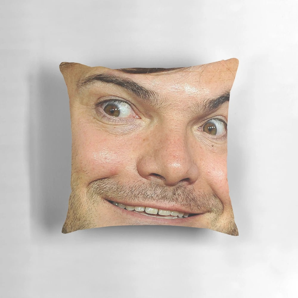 Whimsical pillow featuring a playful eyebrow design, perfect for fans of Jack Black and geeky home decor.