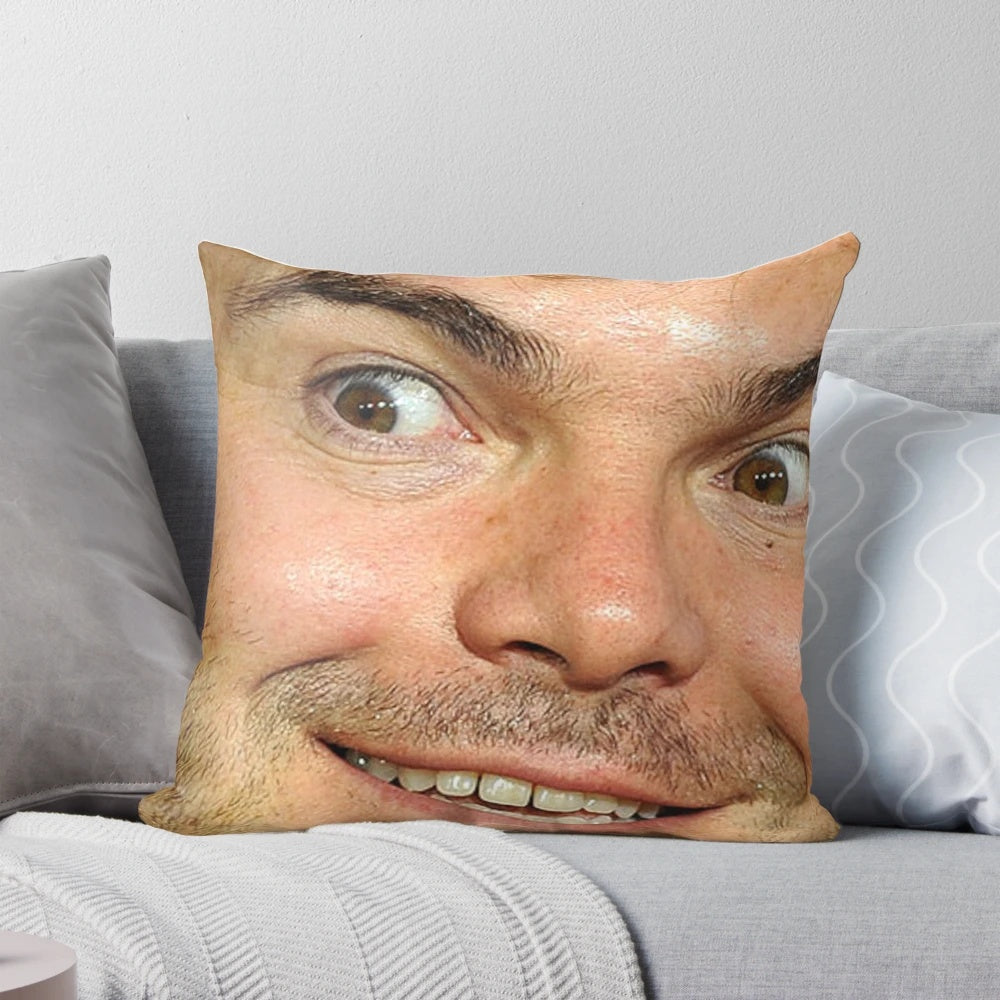 Whimsical pillow featuring a playful eyebrow design, perfect for fans of Jack Black and geeky home decor.
