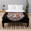 Plush blanket with fantasy football and bacon lover design