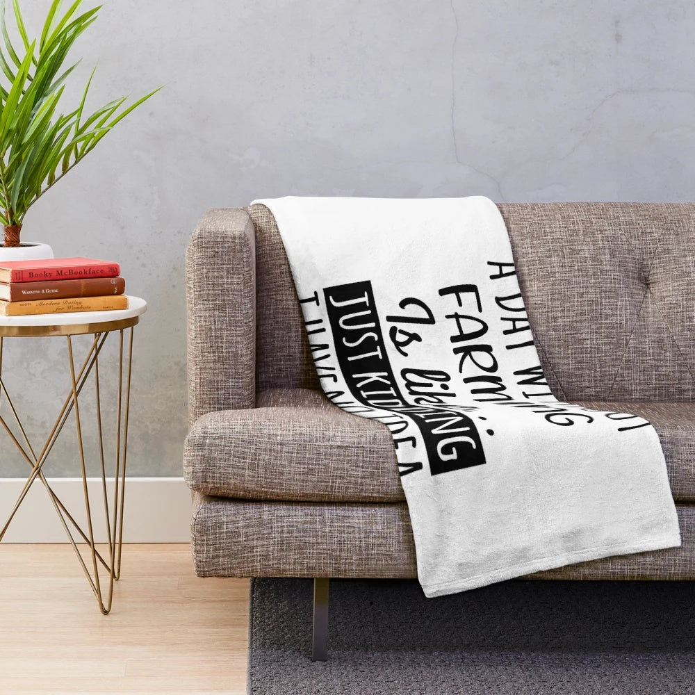 Farming plush blanket with funny farming design