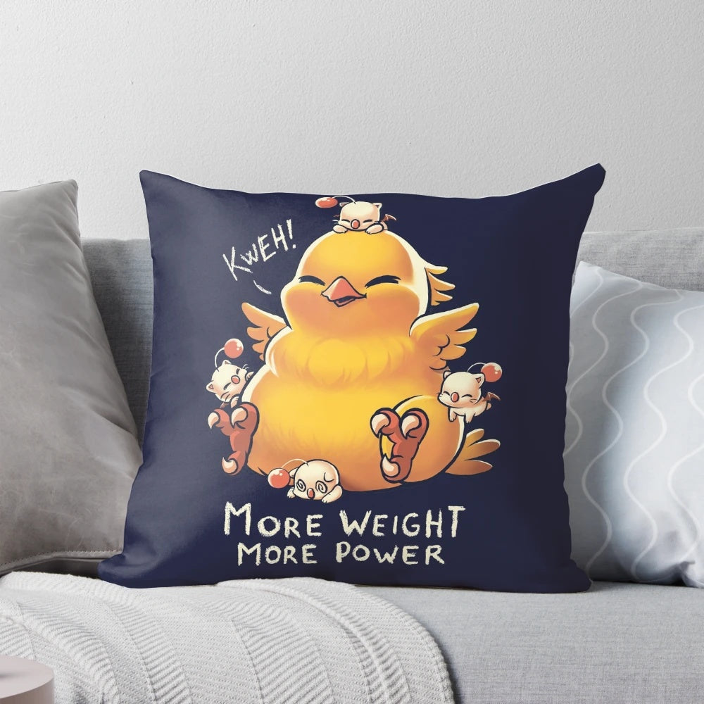 Soft and cuddly Chocobo pillow from the Final Fantasy video game series, featuring a humorous and oversized design.