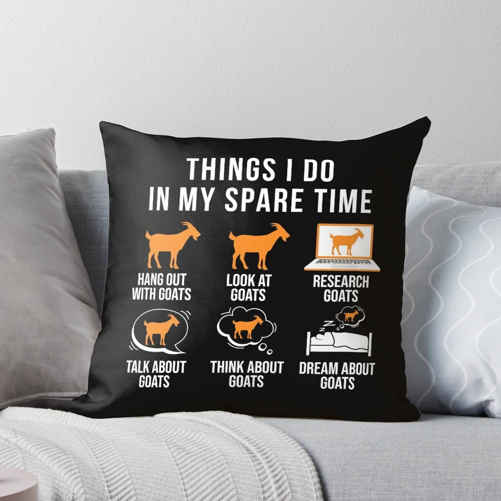 Funny pillow with goat-themed design for goat lovers