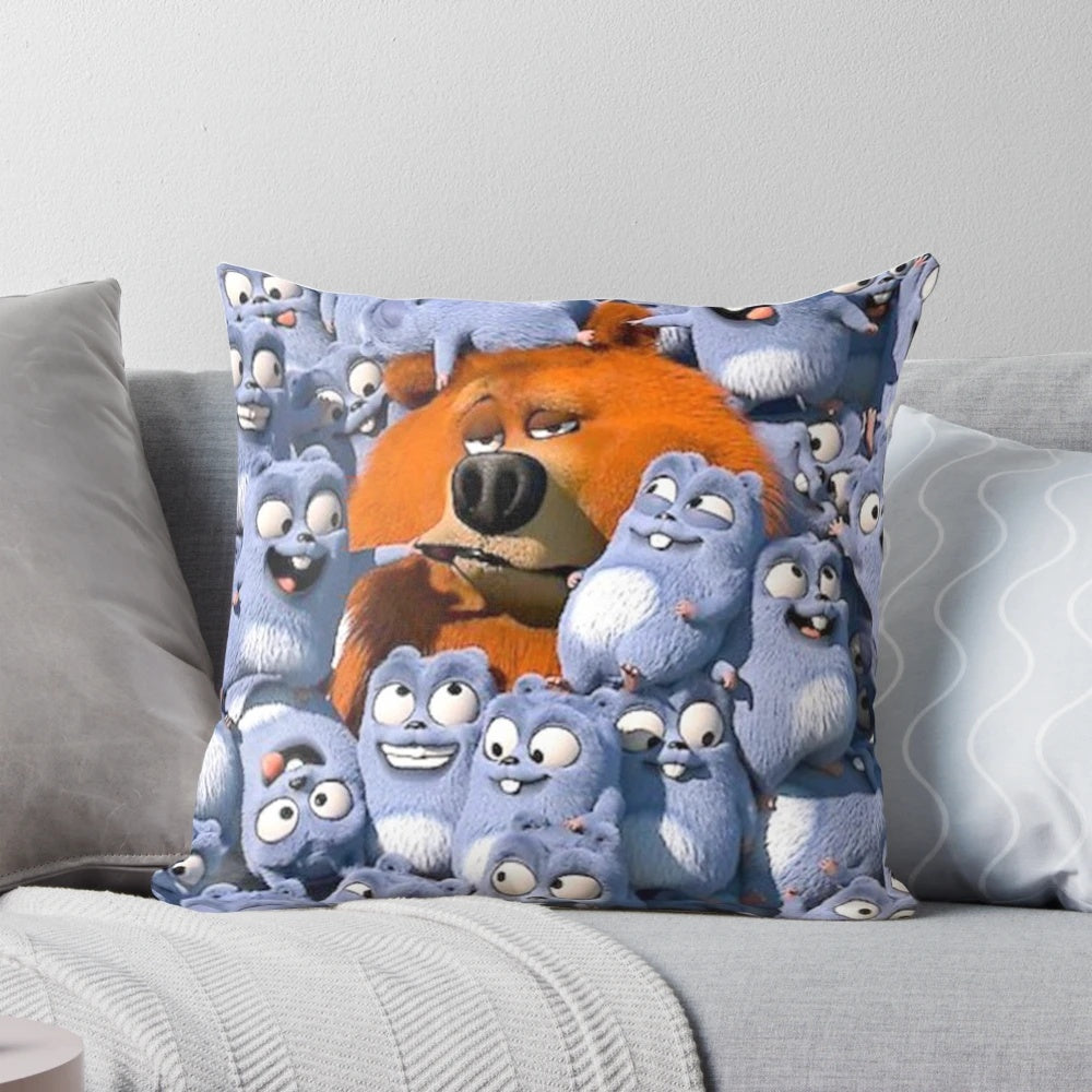 Grizzly and Lemmings Cartoon Character Pillow