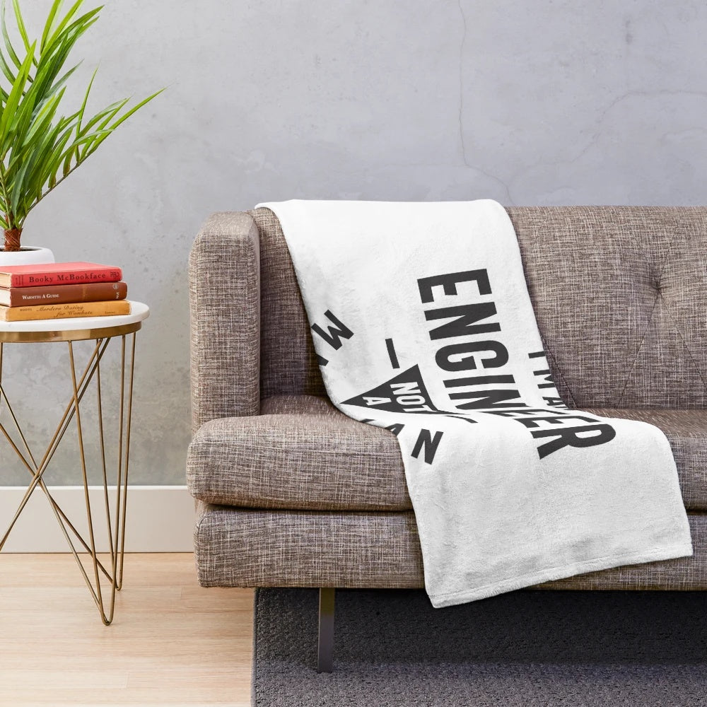 Plush blanket with "I'm an Engineer, Not a Magician" design for engineers and professionals
