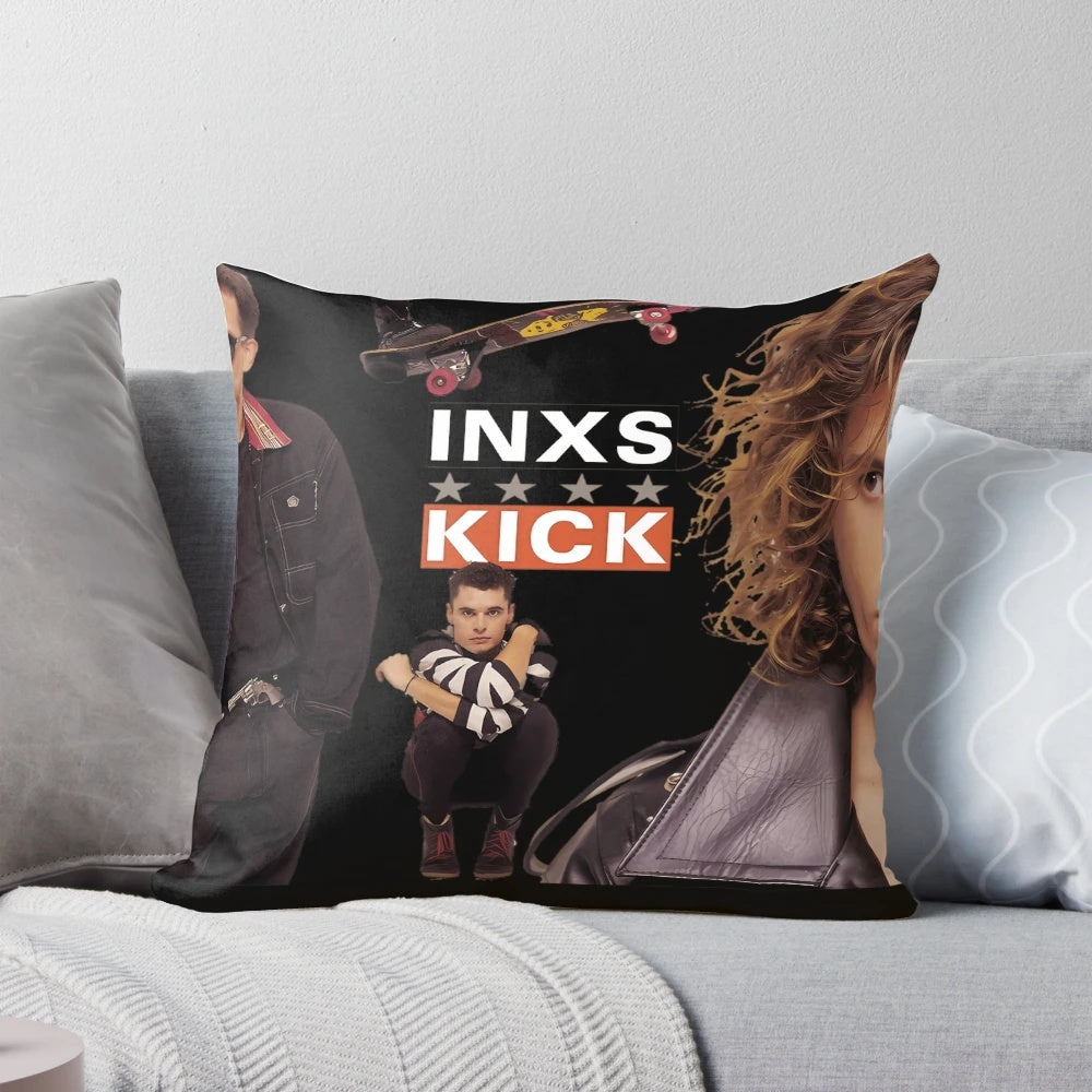 Colorful and whimsical INXS Kick inspired pillow featuring a cute turtle, spongebob, and funny quotes